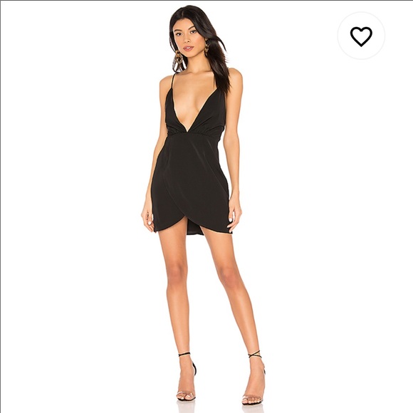 superdown Vivian Deep V Dress in Black - Picture 1 of 5